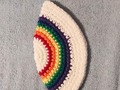 Yarmulke Kippot Kippah Frik Crocheted Cotton White with Rainbow 7.5 inches via Etsy