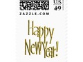 Happy New Year - Gold Text Postage available in 3 size options  by #NewYearsCelebration at Zazzle -…