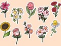 Flowers Kawaii Emotional Emoji Characters printable stickers by LucileStudios via Etsy