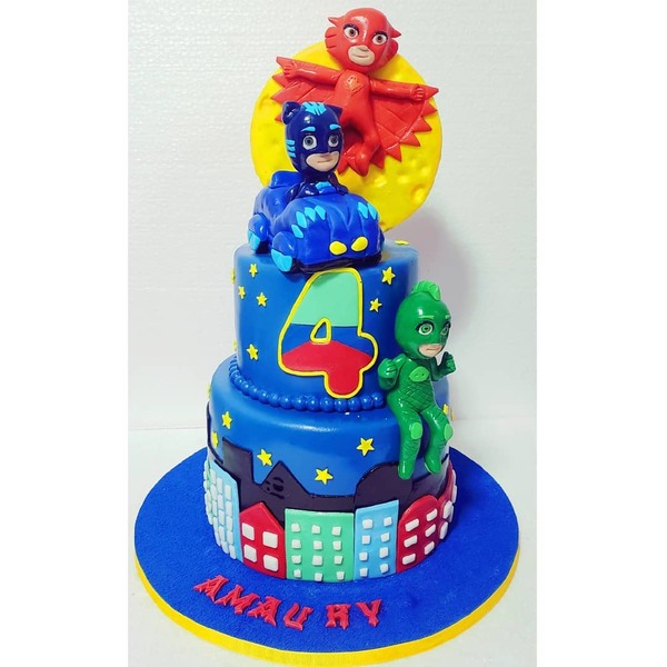 Pj Mask Cake For Amaury. Amaury Turning Four !! Torta De Pj Mask Para 