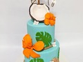 Tropical chic Cake !!  Una espectacular y colorida Temática que no pasará nunca de Moda . Flores y decoración en fondant y pasta de goma. #marycayacakestyle #signaturestyle #tortastematicas #tortasencartagena #tortaspersonalizadas #gumpaste #cartagenabakery #reposteriacreativa #tropicalchic #bakingdreams #yogurtcake #coconutcake