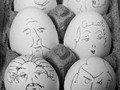 Eggheads! My Father would sketch faces, #goofy #faces at that, on the shells of hardboiled eggs to distinguish them from regular raw eggs sitting in the fridge ...  #egghead #eggs #draw #drawings #sketch #sketches #sketching