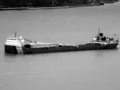 Freighter on the Detroit in B&W